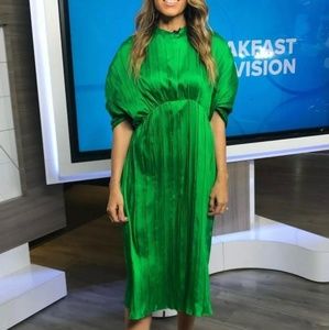 Zara SS19 Pleated Dress Green 2297/693